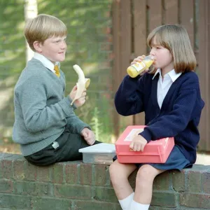 Kids eating their lunch at school, August 1993