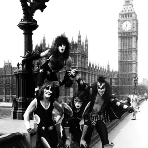 Kiss, American rock band arrived in the UK today, the four man group landed at Heathrow