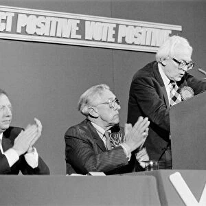 Labour leader Michael Foot speaking during the general election in Bradford