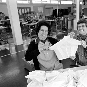 Ladies testing panti-girdles. February 1975 75-01091-008