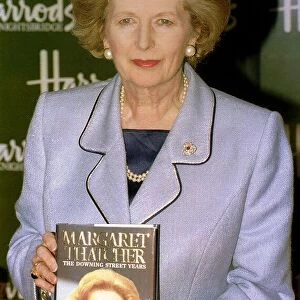 Lady Margaret Thatcher former Prime Minister at her book signing at Harrods 1993