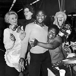 Laurie Cunningham, West Brom Player, meets factory workers based next door to The