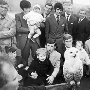 Leeds United players with their families and manager Don Revie at Harewood House