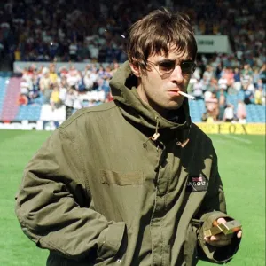 Liam Gallagher at Maine Road football ground August 1997 to watch the Manchester City v