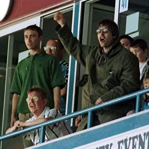 Liam Gallagher pop singer cheers on Manchester City August 1997 English First Division