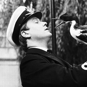 Lieutenant Geoffrey Mackett with King Cormorant 1982 which he brought back to