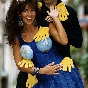 Linda Lusardi Model / TV Presenter with co-host Richard Brecker wearing the clothes of