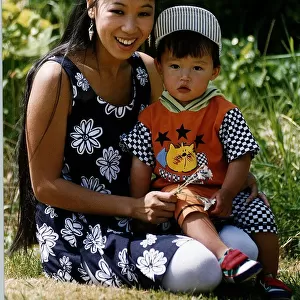Ling Tai actress with her son 17 month old Christopher she was abandoned as a baby