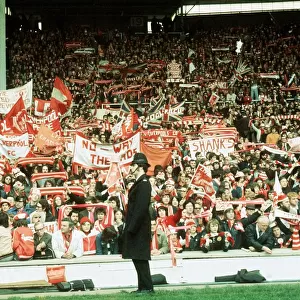 Liverpool fans FA Cup final 1974 Liverpool v Newcastle football supporters with banners
