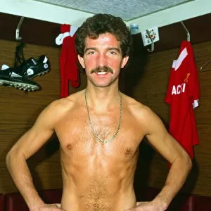 Liverpool footballer Graeme Souness in dressing room at Anfield. Circa 1981