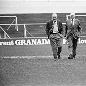 Liverpool manager Bill Shankly with Spurs manager Bill Nicholson inspecting the pitch at