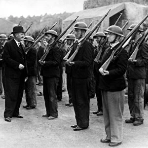The Lord Mayor of Newcastle (Councillor A D Russell) inspecting men of the Home Guard