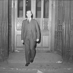 Major John Freeman Under Secretary of State for War leaving Houses of Parliament after