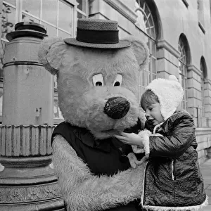 A man dressed up as a 7ft bear, Middlesbrough. 1972