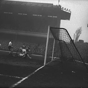 Manchester United v Fulham in the FA Cup Semi Final March 1958 Goalmouth action