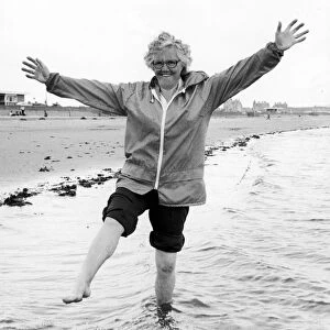 Margaret Moore 67 from Belfast, at Ayr Beach, Ayrshire, Scotland, 13th August 1980