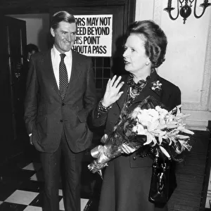 MARGARET THATCHER AND CECIL PARKINSON, PARTY CHAIRMAN AT CONSERVATIVE PARTY HQ WITH