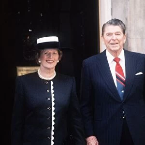 Margaret Thatcher Conservative British Prime Minister with Ronald Regan outside No 10