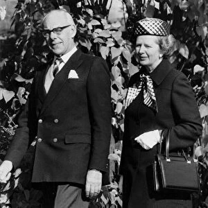 Margaret Thatcher and husband Denis leaving Chequers - October 1984
