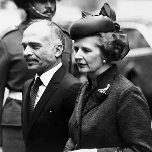 Margaret Thatcher with King Hussein of Jordan during his visit to Britain - March 1983