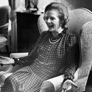 Margaret Thatcher laughing during interview - August 1984