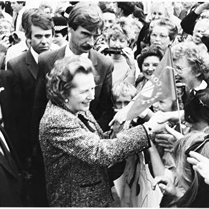 Margaret Thatcher meets her adoring public during a visit to Newton Abbot in 27th May