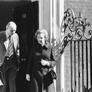 Margaret Thatcher PM pictured outside Downing Street, London, Friday 23rd April 1982