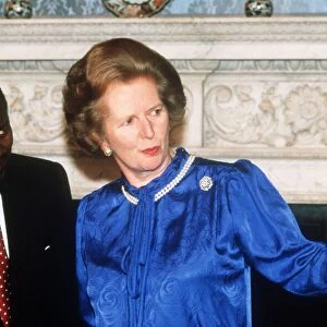 Margaret Thatcher with President Chissano of Mozambique at No. 10 Downing Street