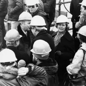 Margaret Thatcher at the Thames Barrier in Woolwich, London - February 1979