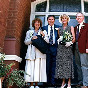Mark Eden with wife and actress Sue Nicholls from Coronation Street on her wedding day