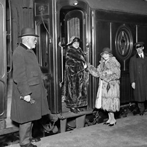 Mary Pickford seen here at Victoria Station, London with her mother, 2nd October 1921