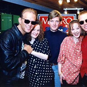 Matt and Luke Goss of Bros meet some fans at Metro FM Radio. 05 / 03 / 92