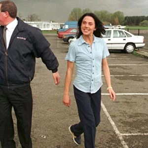 Mel C Sporty Spice April 1998 walks across the car park as she prepares to leave