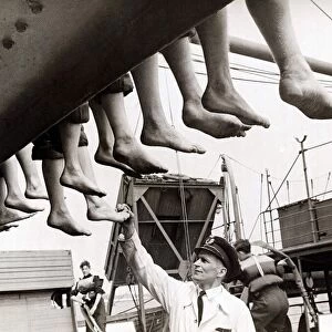 Merchant Navy Training - June 1944 The lads have their feet inspected examined