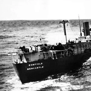 Merchant supply ship Confield out of Newcastle sinking after being torpedoed by a German