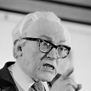 Michael Labour Party Leader Michael Foot seen here talking at the London College of