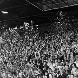 Middlesbrough F. C. fans at Ayresome Park. celebrate after gaining promotion to