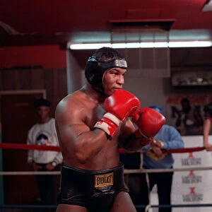 Mike Tyson Feb 1989 in training for the fight against British boxer Frank Bruno