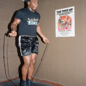 Mike Tyson in his training camp ahead of his bout with James Bonecrusher Smith