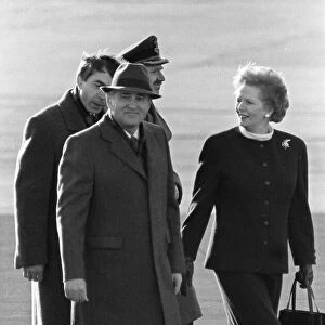 Mikhail Gorbachev with Margaret Thatcher at RAF Brize Norton - December 1987