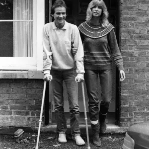 Barry Sheene Print - October 1982 Photo on Crutches Barry Sheene Print - October 1982 Photo on Crutches