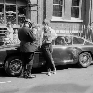 Rolling Stones Print: Mick Jagger's Midnight Blue Aston Martin DB6 Crash Rolling Stones Print: Mick Jagger's Midnight Blue Aston Martin DB6 Crash