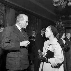 Vintage Print of Woman in Long Coat at Cocktail Party Vintage Print of Woman in Long Coat at Cocktail Party