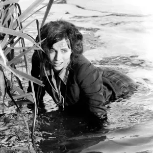 Black and white print of Cyd Hayman in the river during filming Black and white print of Cyd Hayman in the river during filming