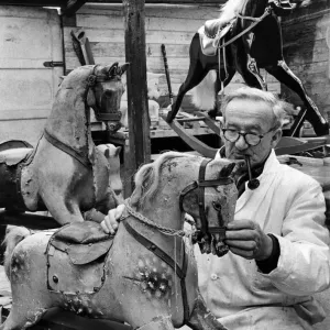 The Rocking-Horse Man Print, a photograph of a man with a pipe The Rocking-Horse Man Print, a photograph of a man with a pipe