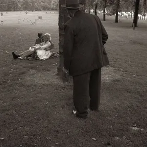 A Couple Kissing in the Park, 1960 Print A Couple Kissing in the Park, 1960 Print