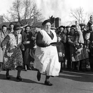 Olney Annual Pancake Race Print, 6th February 1951 Olney Annual Pancake Race Print, 6th February 1951