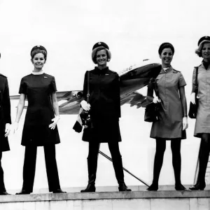 BOAC Air Stewardesses at London Airport Print, October 1969 BOAC Air Stewardesses at London Airport Print, October 1969