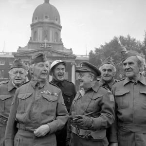 Print of Dad's Army actors at Imperial War Museum exhibition, October 1974 Print of Dad's Army actors at Imperial War Museum exhibition, October 1974