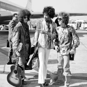 Jimi Hendrix Arrives at Heathrow Airport Print, August 1967 Jimi Hendrix Arrives at Heathrow Airport Print, August 1967